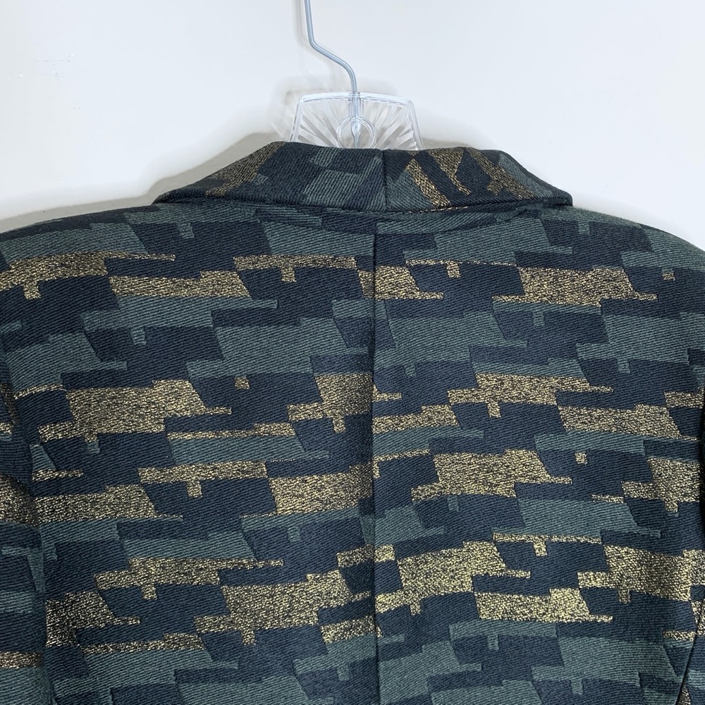 Smythe Anytime Blazer (Sz 6) Camo Jacquard Metallic Green Black Gold - Picture 15 of 16